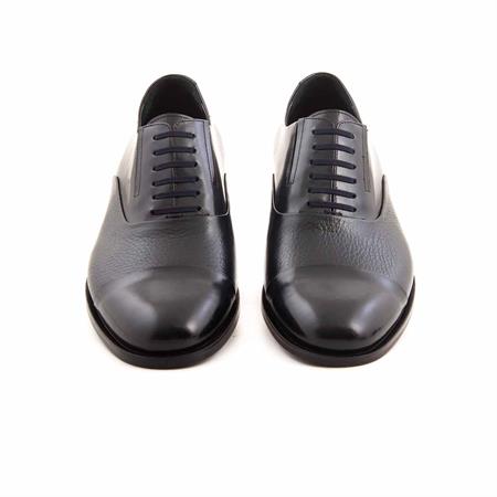 Mocassini Erkek Hakiki Deri Kösele Taban Lacivert Klasik Ayakkabı