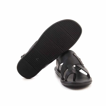 Mocassini Erkek Hakiki Deri Siyah Sandalet Ayakkabı