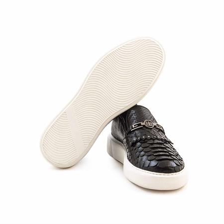 Mocassini Erkek Hakiki Deri Kauçuk Taban Siyah Spor & Sneaker Ayakkabı