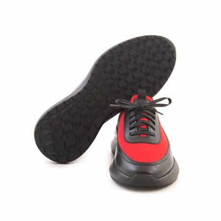 Mocassini Erkek Hakiki Deri Kauçuk Taban Siyah-Kırmızı Spor & Sneaker Ayakkabı