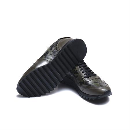 Mocassini Erkek Hakiki Deri Kauçuk Taban Siyah-Yesil Spor & Sneaker Ayakkabı