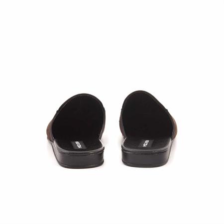 Mocassini Erkek Hakiki Deri Kauçuk Taban Kahverengi Terlik Terlik