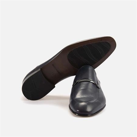 Mocassini Gold Erkek Hakiki Deri Kösele Taban Lacivert vıdela Klasik Ayakkabı