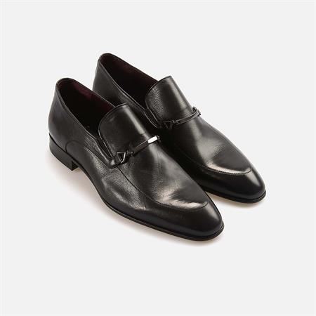 Mocassini Gold Erkek Hakiki Deri Kösele Taban Siyah Videla Klasik Ayakkabı