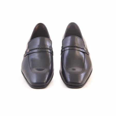 Mocassini Gold Erkek Hakiki Deri Kösele Taban Lacivert Klasik Ayakkabı