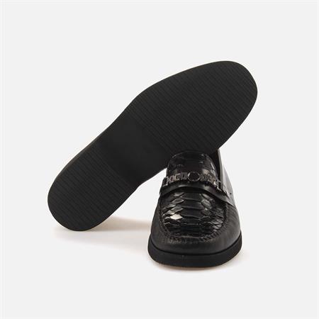 Mocassini Gold Erkek Hakiki Piton Eva Taban Siyah Günlük Ayakkabı