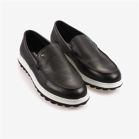 Mocassini Hakiki Deri Erkek Spor & Sneaker Siyah Floter Ayakkabı