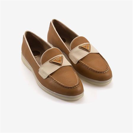 Mocassini Hakiki Deri Günlük Taba-Bej Ayakkabı