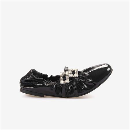 Mocassini  Hakiki Deri Kadın Siyah Rugan Babet Ayakkabı