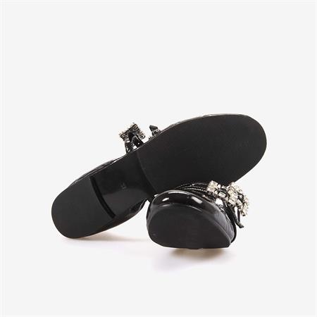 Mocassini  Hakiki Deri Kadın Siyah Rugan Babet Ayakkabı