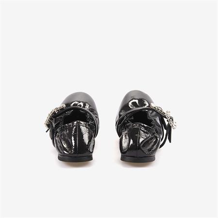 Mocassini  Hakiki Deri Kadın Siyah Rugan Babet Ayakkabı