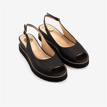Mocassini Hakiki Deri Kadın Siyah Floter Sandalet