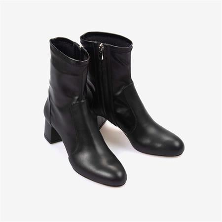 Mocassini Hakiki Deri Kadın Siyah Bot M101