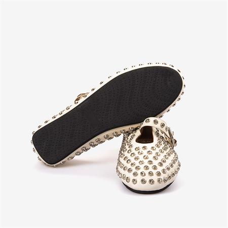 Mocassini Kadın Hakiki Deri Kauçuk Taban Bej Babet 