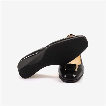 Mocassini Hakiki Deri Rugan Kadın Topuklu Babet 0128