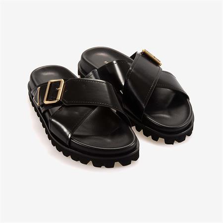 Mocassini Hakiki Deri Siyah Açma Erkek Terlik 10034-2