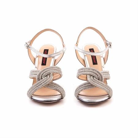 Mocassini Kadın Hakiki Deri Kösele Taban Lame Renk Gece & Abiye Sandalet