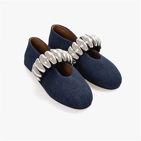 Mocassini Kadın Kumaş Kauçuk Taban Jeans Babet 