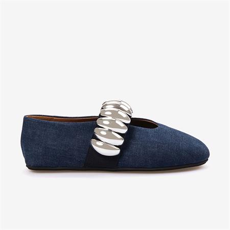 Mocassini Kadın Kumaş Kauçuk Taban Jeans Babet 