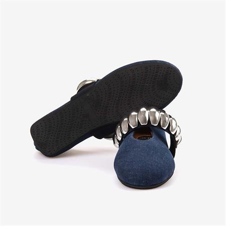Mocassini Kadın Kumaş Kauçuk Taban Jeans Babet 