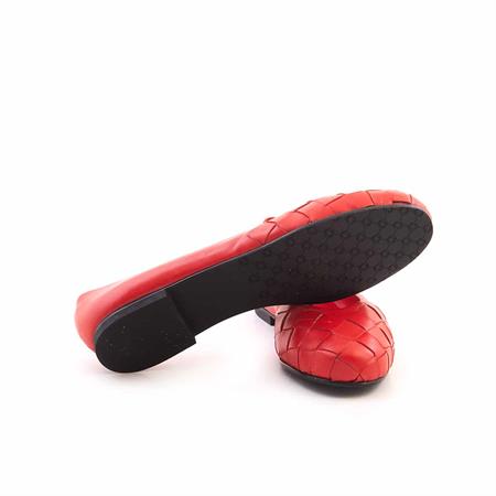 Mocassini Kadın Hakiki Deri Kauçuk Taban Kırmızı Babet Ayakkabı