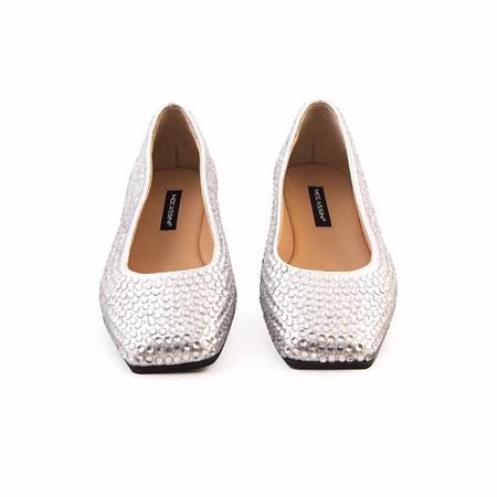 Mocassini Kadın Hakiki Deri Microlight Taban Gümüş Babet Ayakkabı