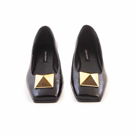 Mocassini Kadın Rugan Deri Microlight Taban Siyah Babet Ayakkabı