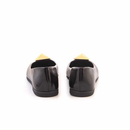 Mocassini Kadın Rugan Deri Microlight Taban Siyah Babet Ayakkabı