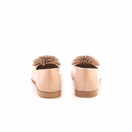 Mocassini Kadın Rugan Deri Microlight Taban Bej Parlak Babet Ayakkabı