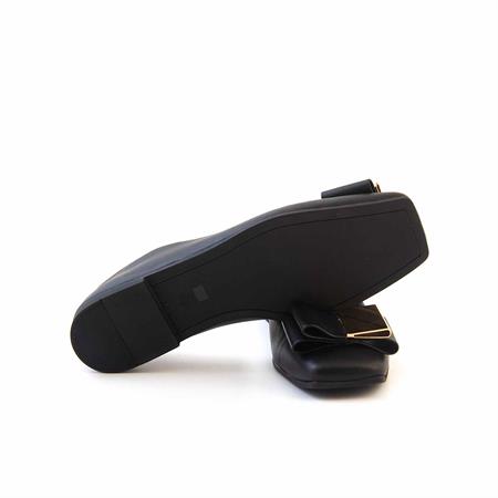 Mocassini Kadın Hakiki Deri Kösele Taban Siyah Babet Ayakkabı