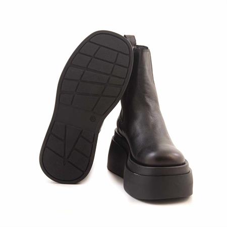 Mocassini Kadın Hakiki Deri Kauçuk Taban Siyah Günlük Bot