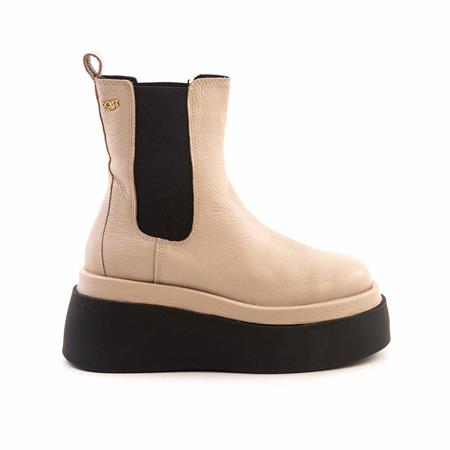 Mocassini Kadın Hakiki Deri Kauçuk Taban Bej Günlük Bot