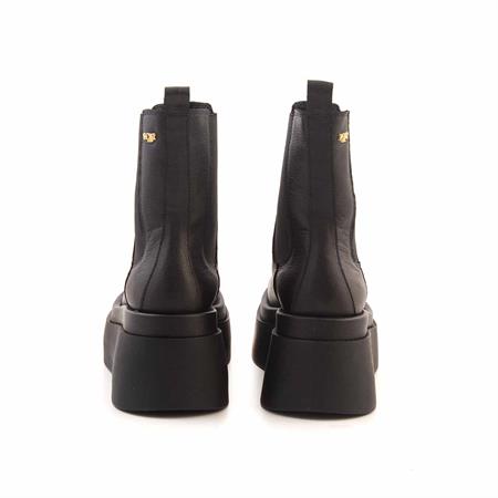 Mocassini Kadın Hakiki Deri Kauçuk Taban Siyah Günlük Bot