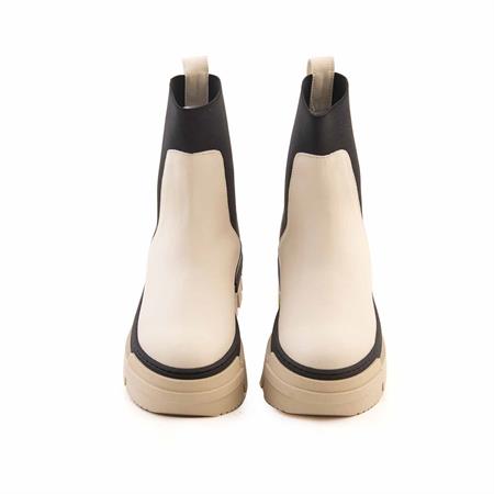 Mocassini Kadın Hakiki Deri Kauçuk Taban Bej Günlük Bot