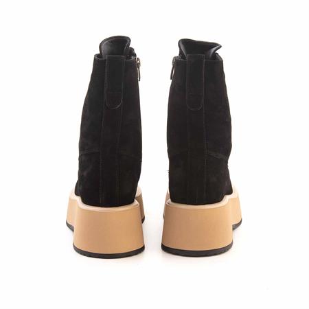 Mocassini Kadın Hakiki Deri Kauçuk Taban Siyah Süet Günlük Bot