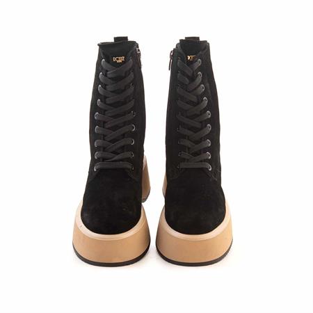 Mocassini Kadın Hakiki Deri Kauçuk Taban Siyah Süet Günlük Bot