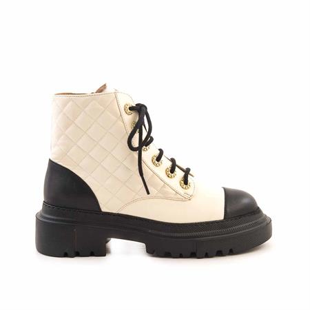 Mocassini Kadın Hakiki Deri Eva Taban Siyah - Beyaz Günlük Bot