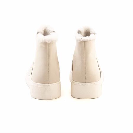 Mocassini Kadın Hakiki Deri Kauçuk Taban Bej Günlük Bot