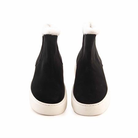 Mocassini Kadın Hakiki Deri Kauçuk Taban Siyah Günlük Bot