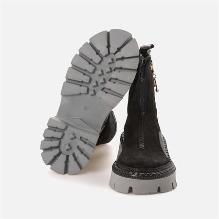 Mocassini Kadın Hakiki Deri Kauçuk Taban Siyah Günlük Bot