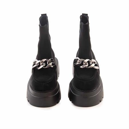 Mocassini Kadın Hakiki Deri Eva Taban Siyah Günlük Bot