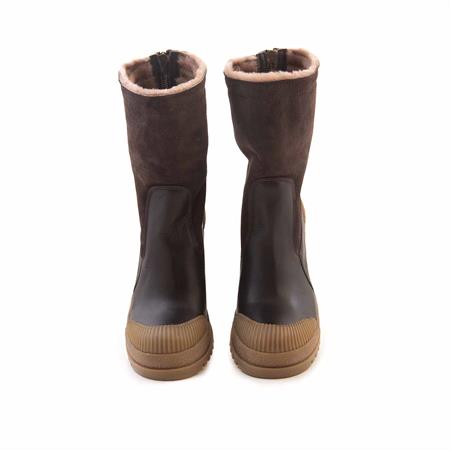 Mocassini Kadın Hakiki Deri Kauçuk Taban Kahverengi Günlük Bot