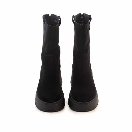 Mocassini Kadın Hakiki Deri Kauçuk Taban Siyah Süet Günlük Bot