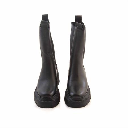 Mocassini Kadın Hakiki Deri Kauçuk Taban Siyah Günlük Bot