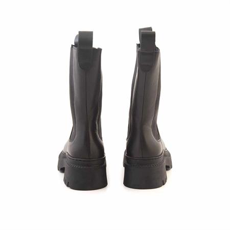 Mocassini Kadın Hakiki Deri Kauçuk Taban Siyah Günlük Bot