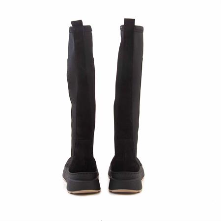 Mocassini Kadın Hakiki Deri Kauçuk Taban Siyah Süet Günlük Çizme