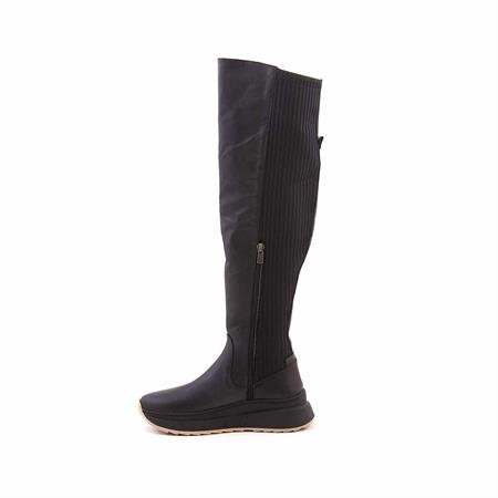 Mocassini Kadın Hakiki Deri Kauçuk Taban Siyah Günlük Çizme