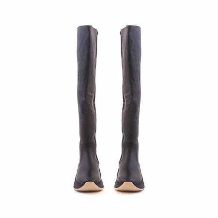 Mocassini Kadın Hakiki Deri Kauçuk Taban Siyah Günlük Çizme