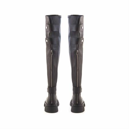 Mocassini Kadın Hakiki Deri Kauçuk Taban Siyah Günlük Çizme