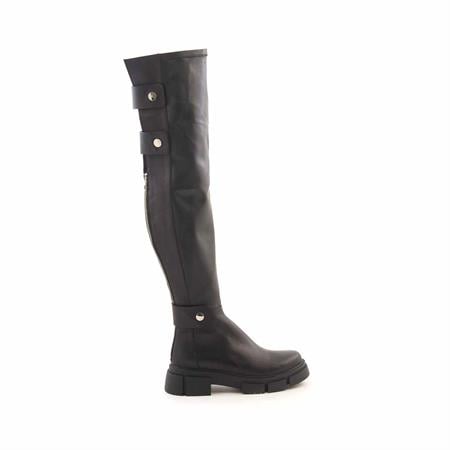 Mocassini Kadın Hakiki Deri Kauçuk Taban Siyah Günlük Çizme